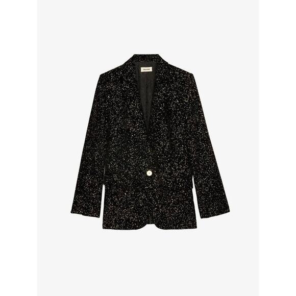 Zadig & Voltaire Velvet Valse Blazer in Black Glitter Dots 34 XS - Picture 5 of 5